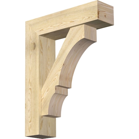 Ekena Millwork Balboa Block Rough Sawn Bracket w/ Offset Brace, Douglas Fir, 8"W x 30"D x 38"H BKT0806X30X38BOA05RDF